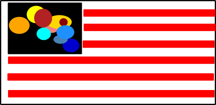 A flag reimagined with a field of colored circles instead of stars